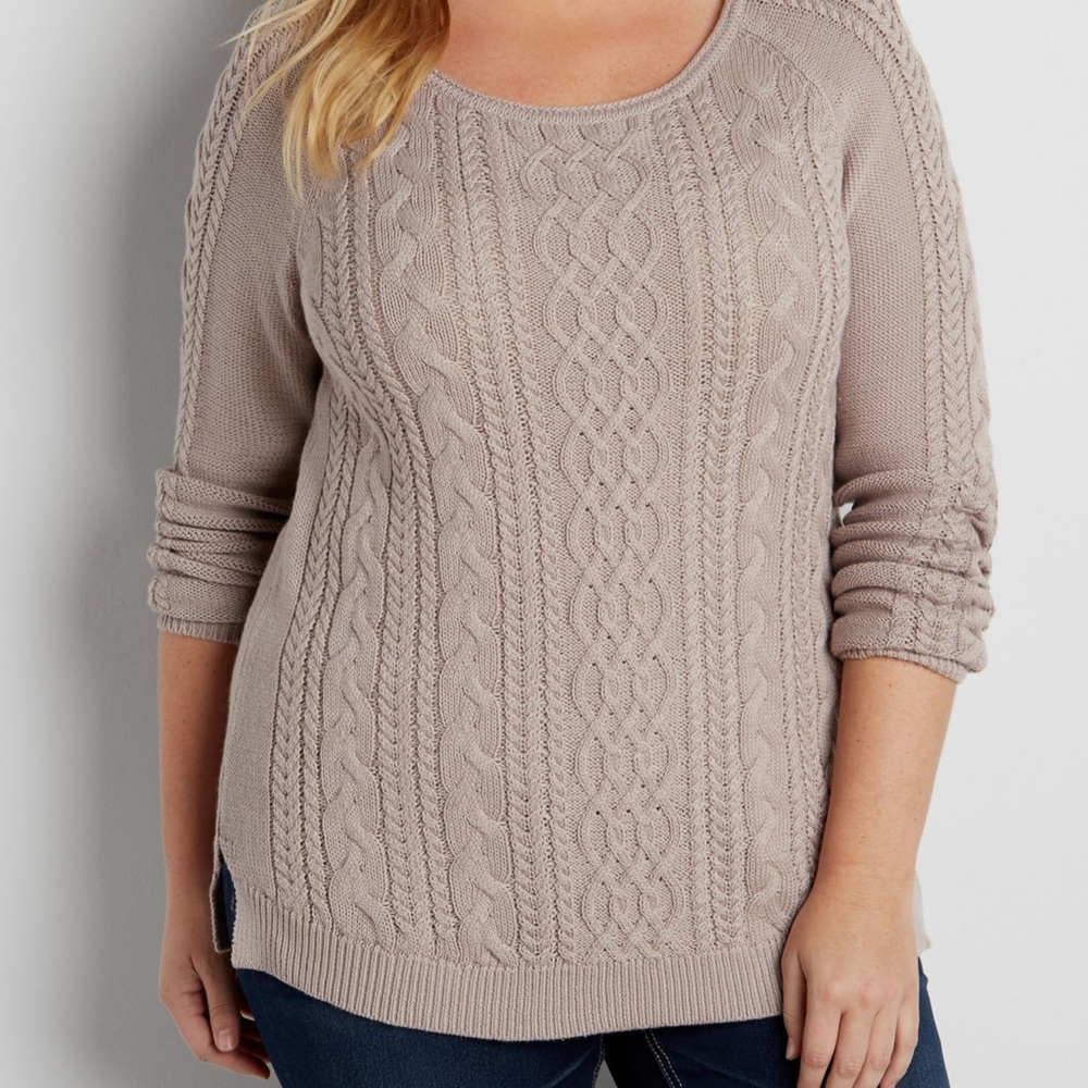 Maurices Taupe Cable Knit Sweater